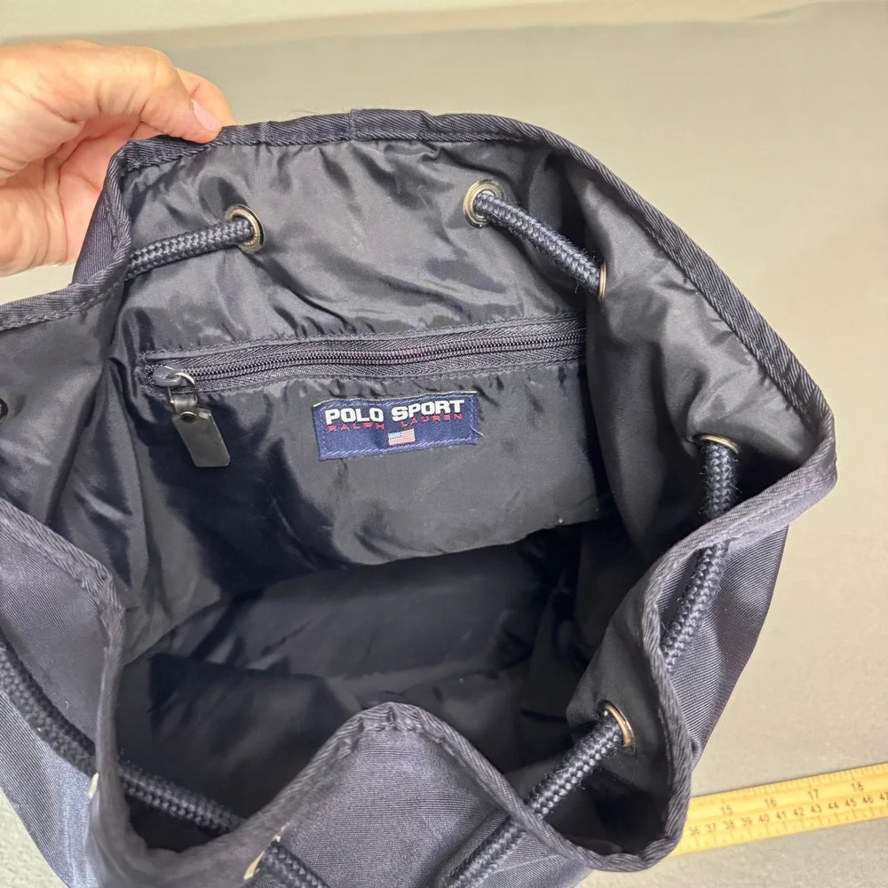 Polo Sport Backpack Large Navy Blue Nylon Vintage Drawstring Bucket Bag